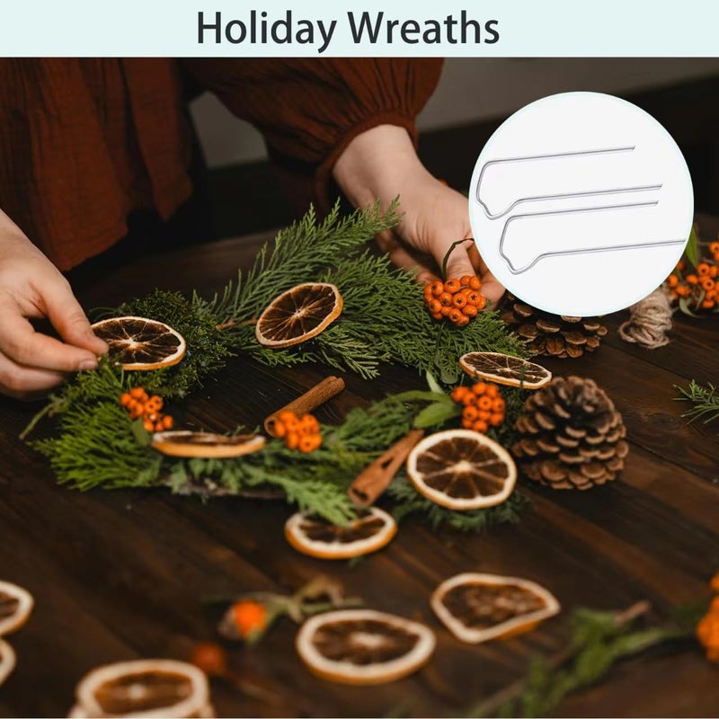 Sunenlyst Floral Pins,1.7 Inch U-Shape Plant Pin, 80Pcs U-Pins for Indoor Plants Straw Wreaths, Greening Fern Craft Sewing Pin for Floral Picks Foam, DIY Sewing Project, Holiday Flower Arrangements - Image 3